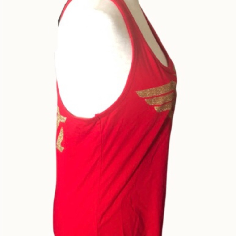 Lofi Wonder Woman‎ Bride Red Gold Glitter Tank L - Picture 3 of 5
